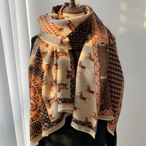 Color Blocking And Matching Cashmere Scarves For Women - ROUTINE FASHION